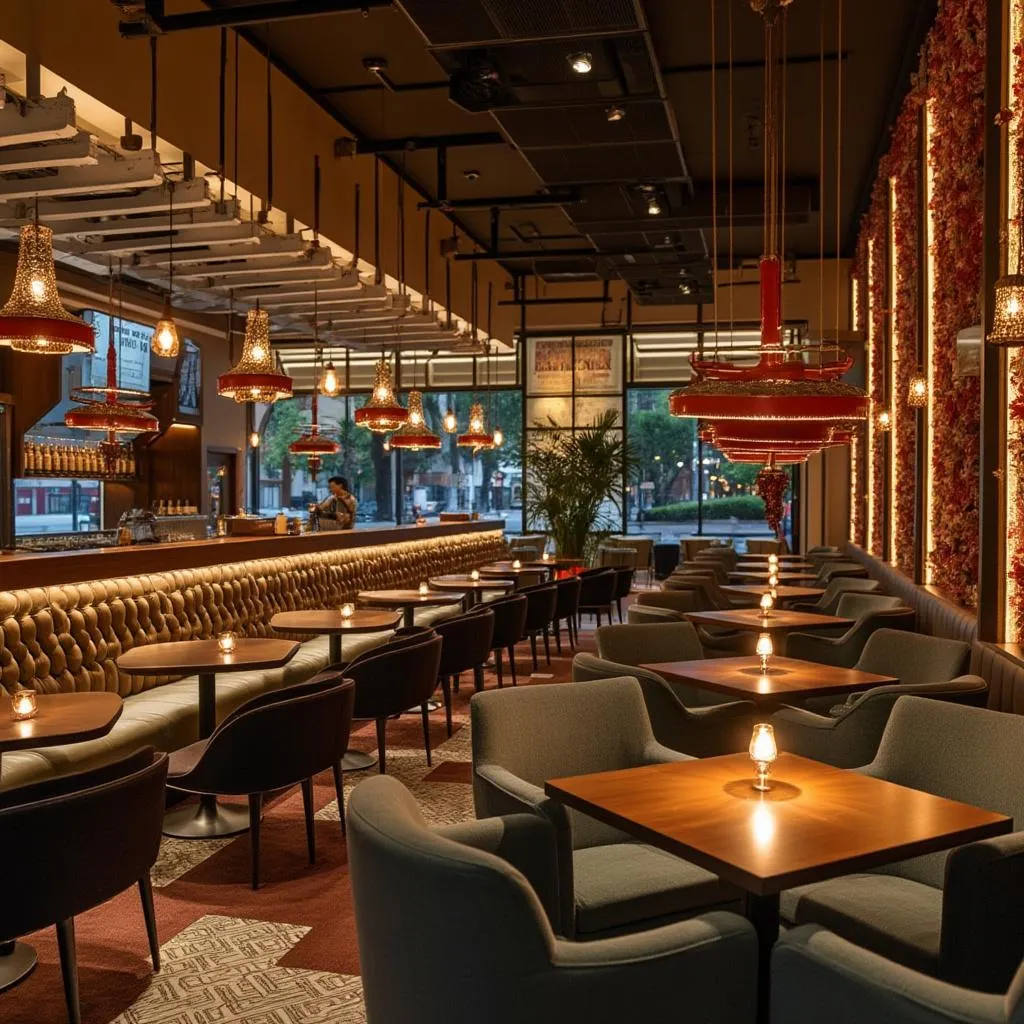 The cozy lounge area at Chicken Road with comfortable seating