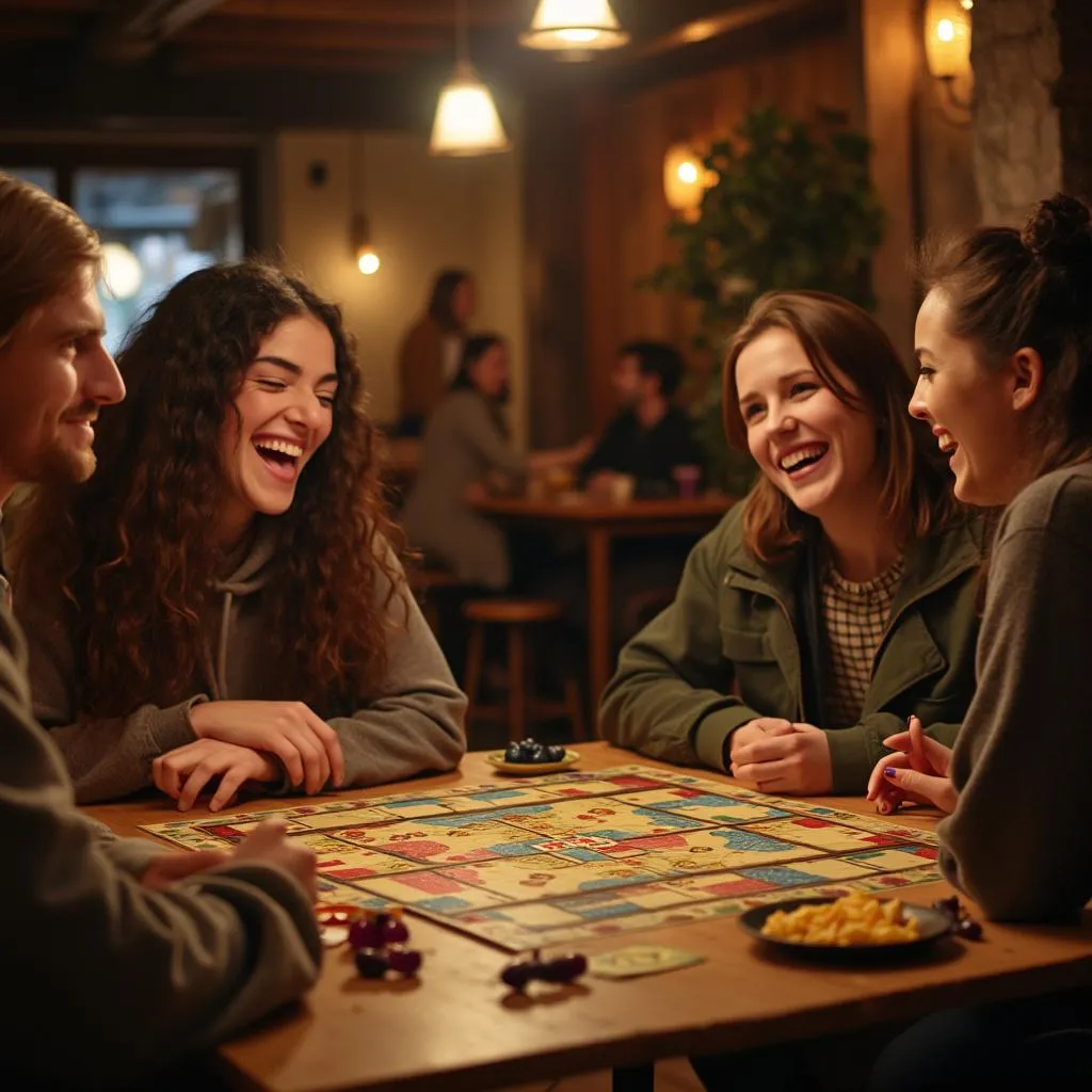 Group playing board games